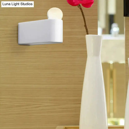 Modern milk glass ball wall lamp by Decorbites, white sconce with round globe on Tampa Home & Garden Store