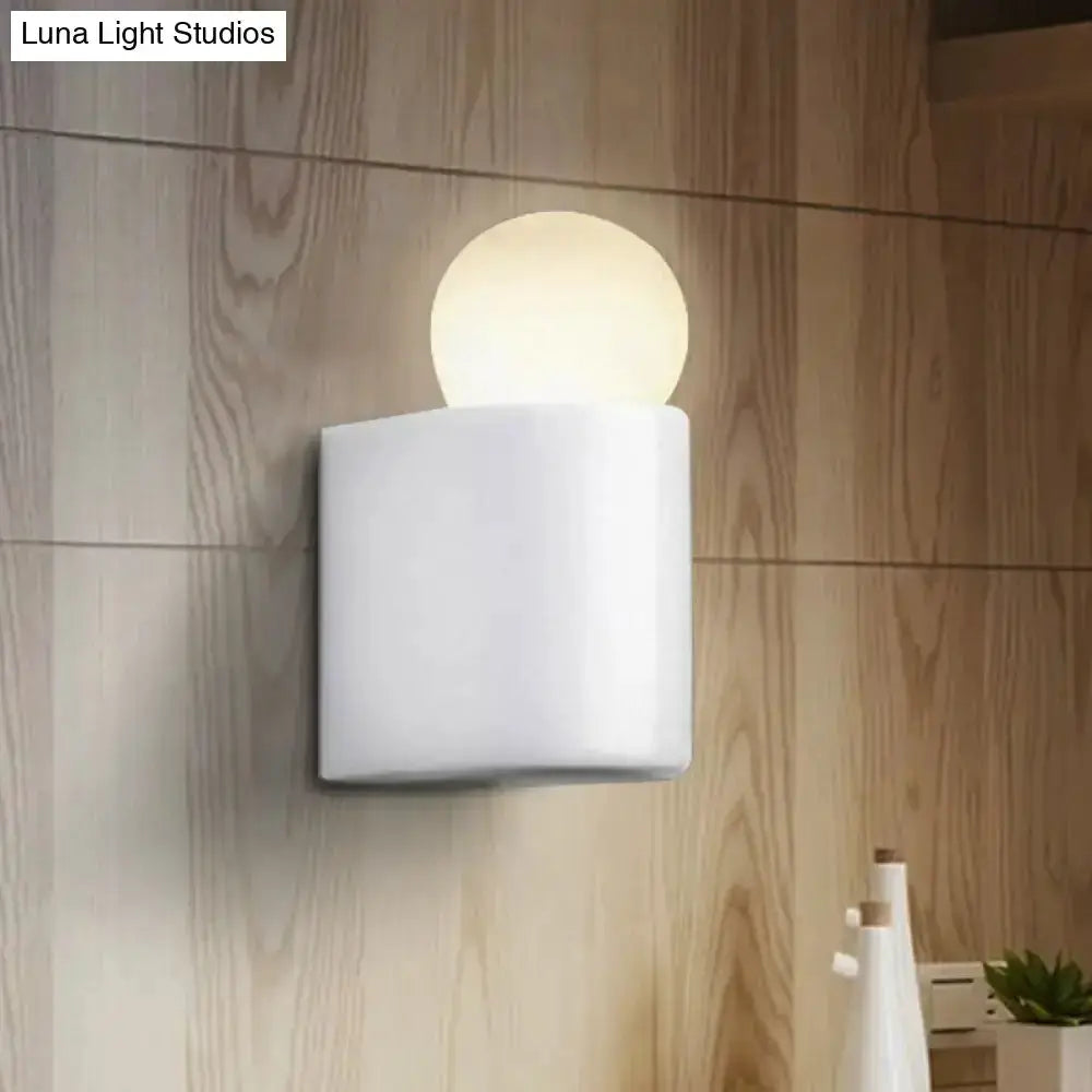 Milk glass ball wall lamp with a square white sconce, modern bedroom lighting Decorbites on Tampa Home & Garden Store