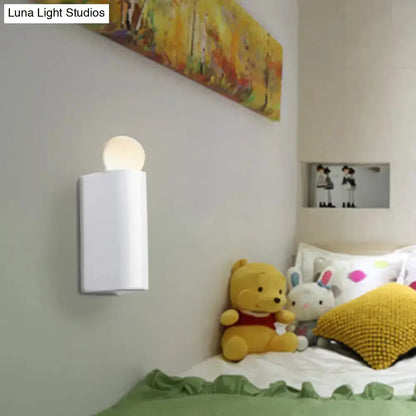 Decorbites white milk-glass ball wall lamp sconce with cylindrical body for bedroom on Tampa Home & Garden Store