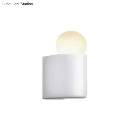 Modern milk glass ball wall lamp with white cylindrical sconce and frosted globe on Tampa Home & Garden Store