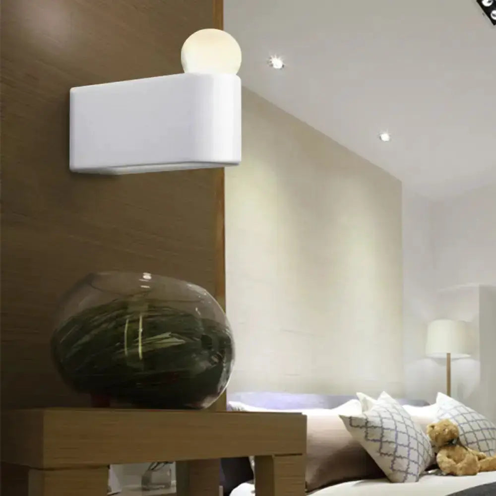 Milk glass ball wall lamp, modern bedroom sconce in white Decorbites on Tampa Home & Garden Store