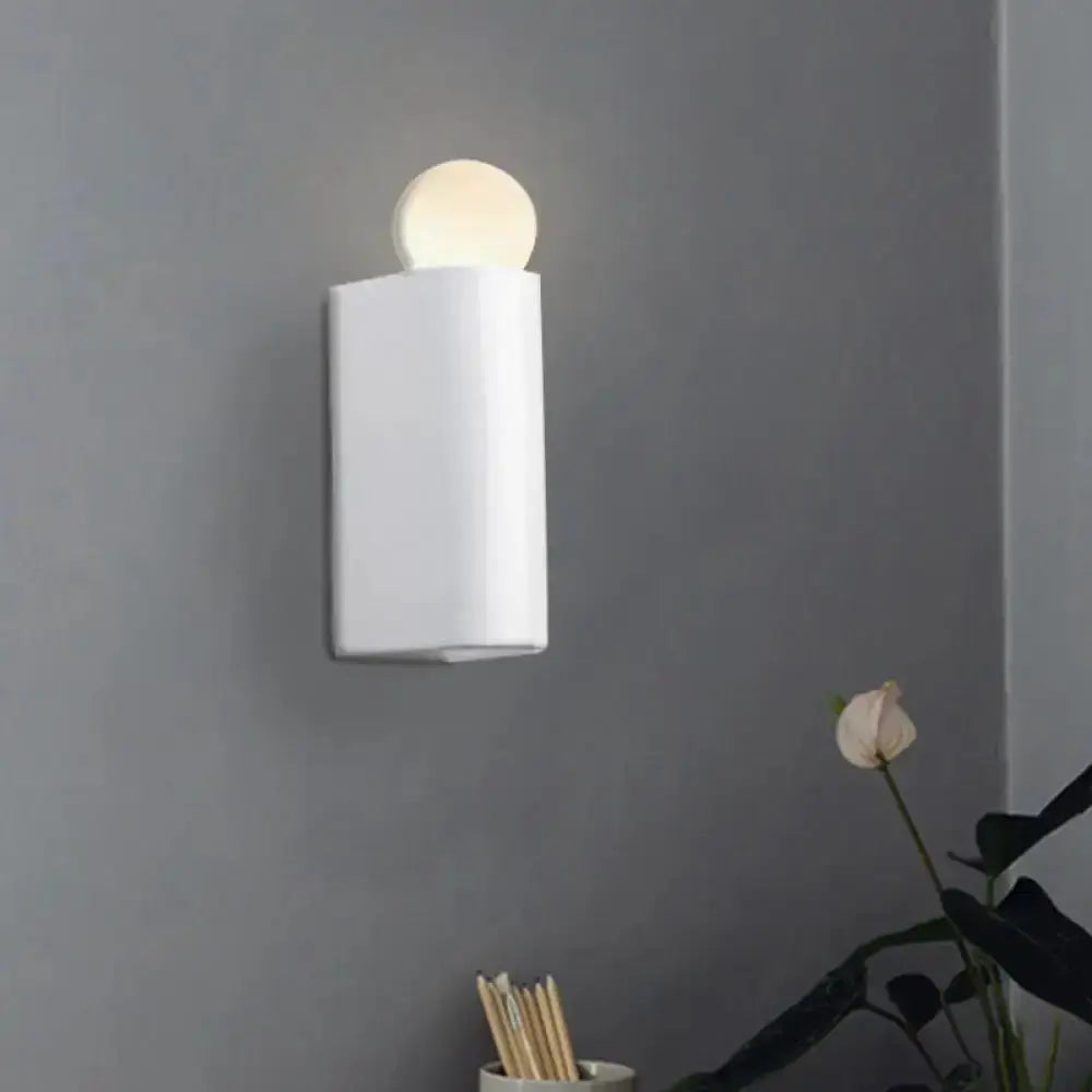 Modern milk glass ball wall lamp with white rectangular sconce for bedroom lighting on Tampa Home & Garden Store