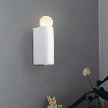 Modern milk glass ball wall lamp with white rectangular sconce for bedroom lighting on Tampa Home & Garden Store