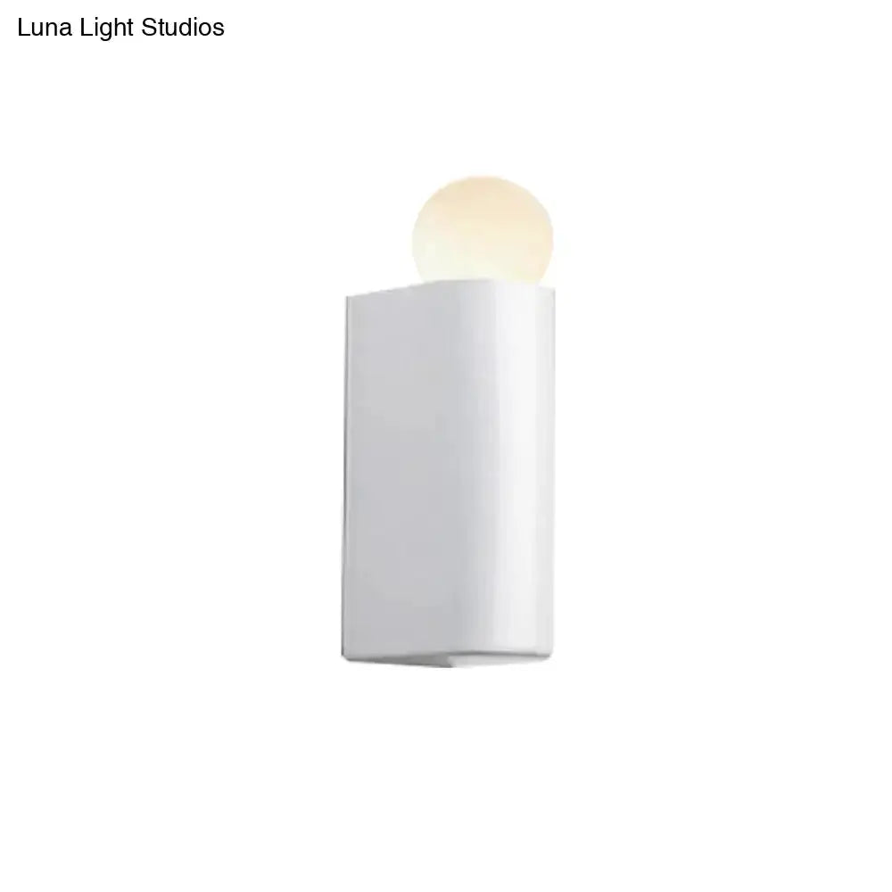 Modern milk glass ball wall lamp with rectangular white sconce on Tampa Home & Garden Store