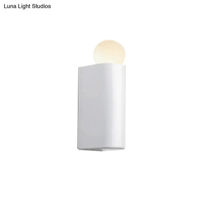 Modern milk glass ball wall lamp with rectangular white sconce on Tampa Home & Garden Store