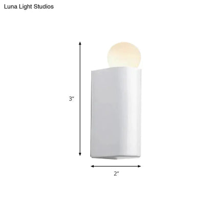 Milk glass ball wall lamp sconce by Luna Light Studios, white backplate, 3 in tall, 2 in wide on Tampa Home & Garden Store