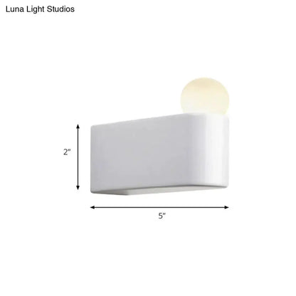 Modern milk glass ball wall lamp by Decorbites, white globe on mount, 5in wide 2in tall on Tampa Home & Garden Store