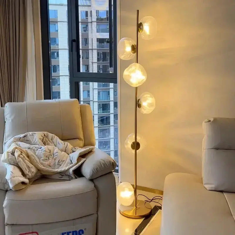 Minimalist Black Glass Shade Led Floor Lamp