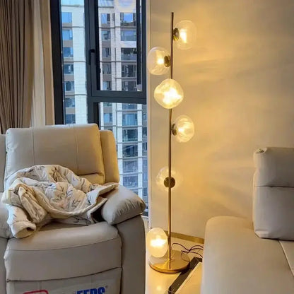 Minimalist Black Glass Shade Led Floor Lamp