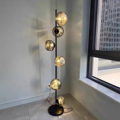 Minimalist Black Glass Shade Led Floor Lamp
