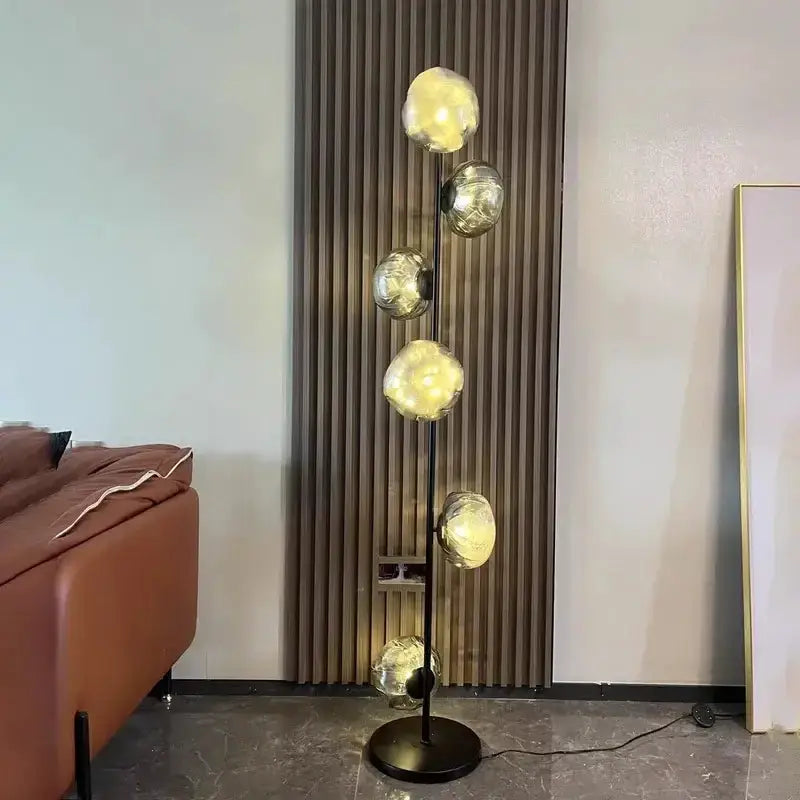 Minimalist Black Glass Shade Led Floor Lamp