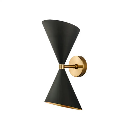 Decorbites black and gold cast iron dual-bulb wall sconce with brass bracket on Tampa Home & Garden Store