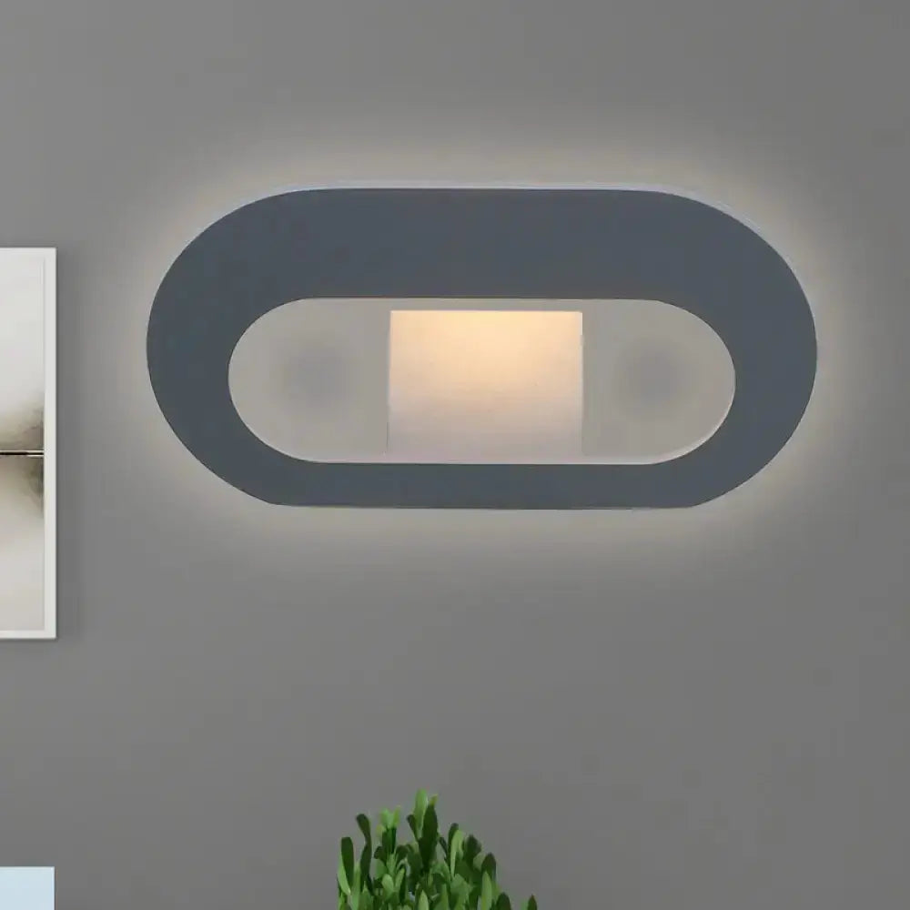 Oval shade wall lamp, black and grey, modern minimalist design for bedroom lighting on Tampa Home & Garden Store