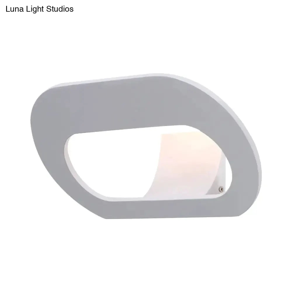 Modern minimalist oval wall lamp in gray frame with white inner shade for bedroom lighting on Tampa Home & Garden Store