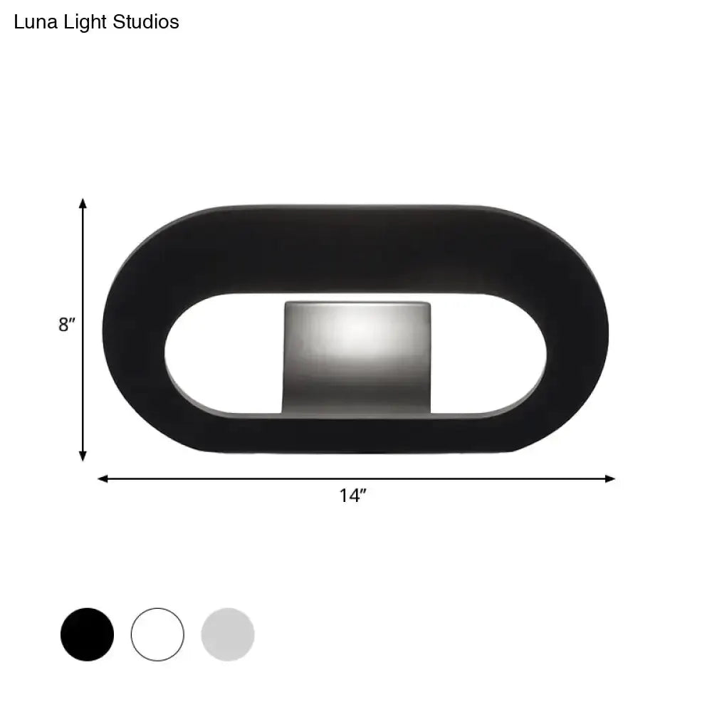 Modern black & grey oval shade wall lamp Decorbites for bedroom lighting 14in wide on Tampa Home & Garden Store