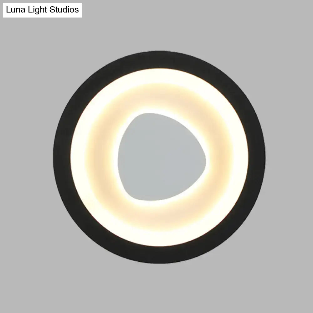 Black Mirror Wall Light circular black LED ring wall sconce with warm glow on Tampa Home & Garden Store