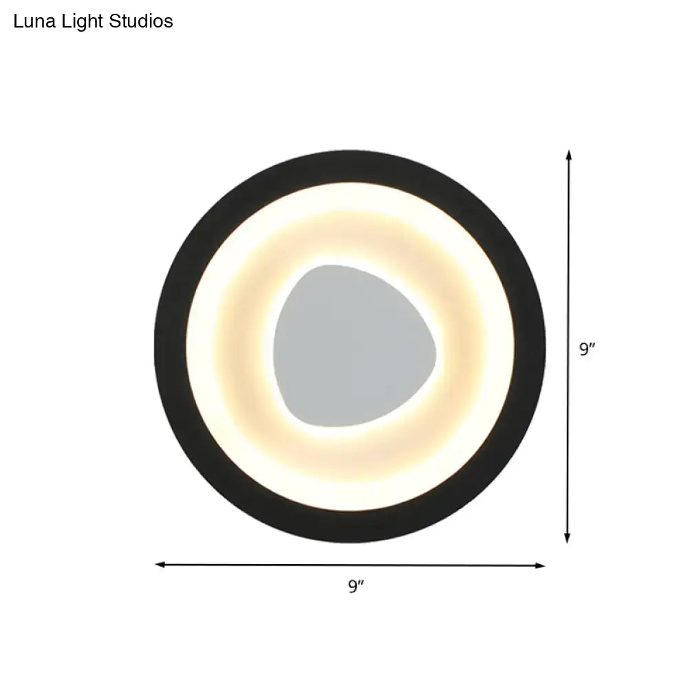 Black Mirror Wall Light Decorbites circular black wall sconce with warm LED halo 9in dia on Tampa Home & Garden Store