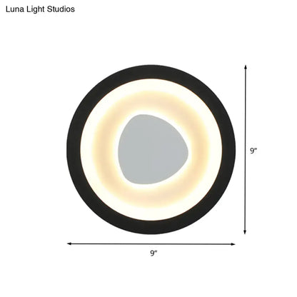 Black Mirror Wall Light Decorbites circular black wall sconce with warm LED halo 9in dia on Tampa Home & Garden Store