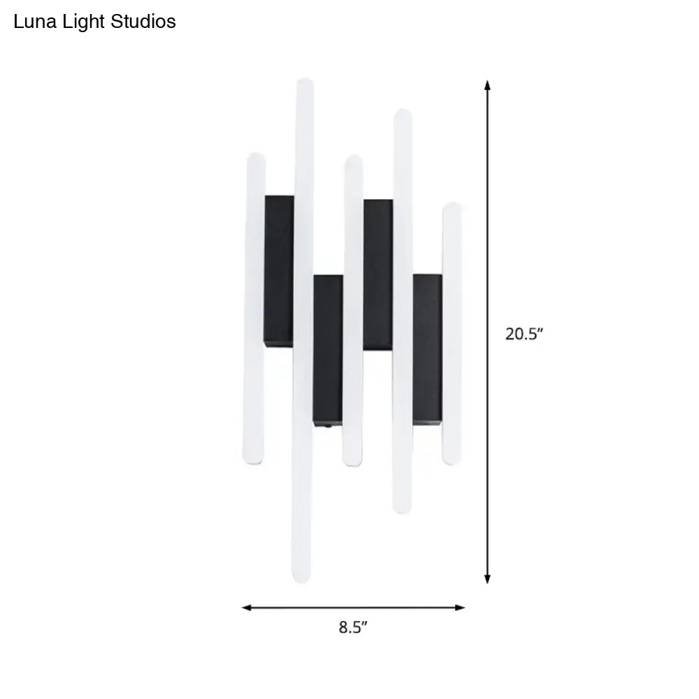 White acrylic wall sconce by Decorbites with five staggered rods, black centers; multi-height on Tampa Home & Garden Store