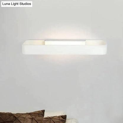 White rectangular modern minimalist wall lamp for bedroom by Decorbites, Luna Light Studios logo on Tampa Home & Garden Store