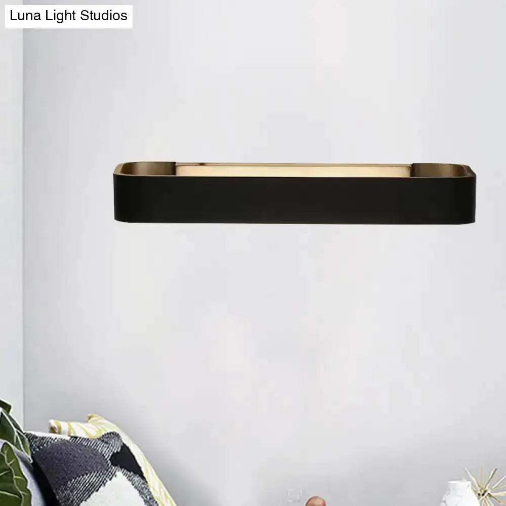 Rectangular black wall lamp with gold inner lip, modern minimalist bedroom light by Decorbites on Tampa Home & Garden Store