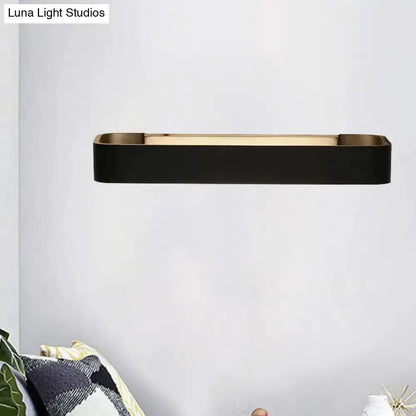 Rectangular black wall lamp with gold inner lip, modern minimalist bedroom light by Decorbites on Tampa Home & Garden Store