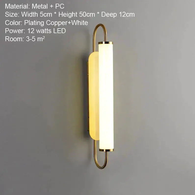 Decorbites cylindrical LED wall lamp with gold finish metal frame and white diffuser sconce on Tampa Home & Garden Store