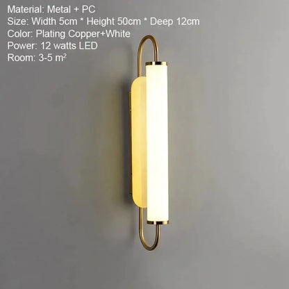 Decorbites cylindrical LED wall lamp with gold finish metal frame and white diffuser sconce on Tampa Home & Garden Store