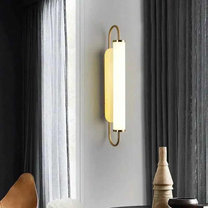 Decorbites wall lamp gold LED cylindrical sconce with frosted glass tube on Tampa Home & Garden Store