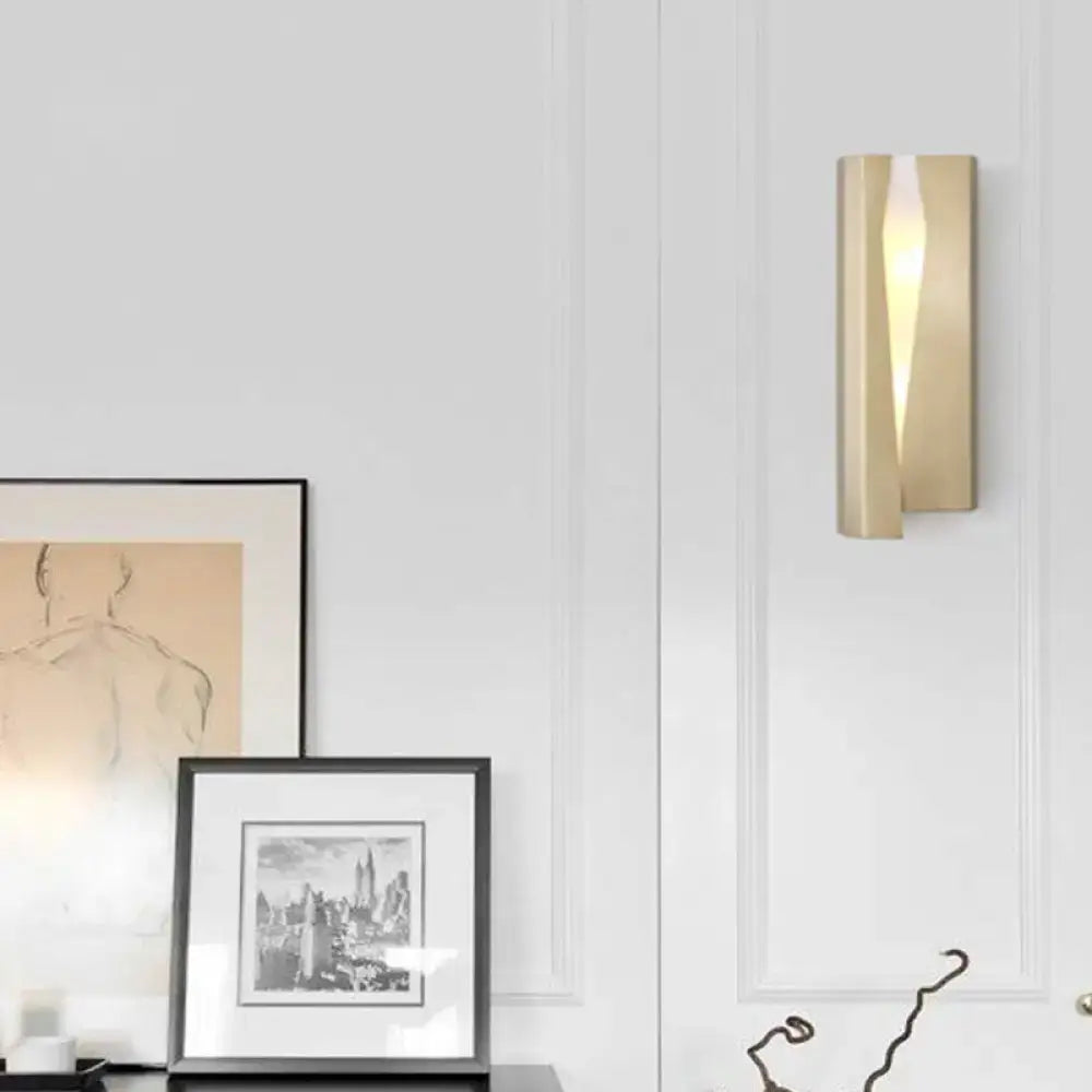 Gold Rectangle Wall Sconce by Decorbites in gold finish on white paneled wall on Tampa Home & Garden Store