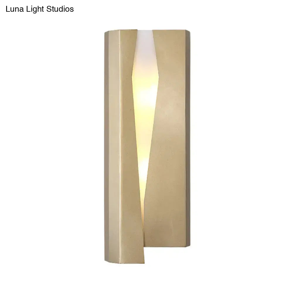 Decorbites gold rectangle wall sconce with central frosted glass light column on Tampa Home & Garden Store