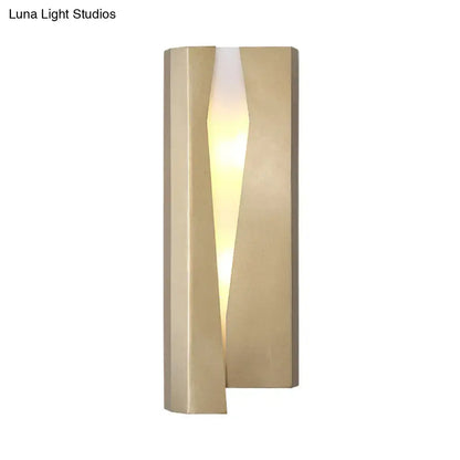 Decorbites gold rectangle wall sconce with central frosted glass light column on Tampa Home & Garden Store