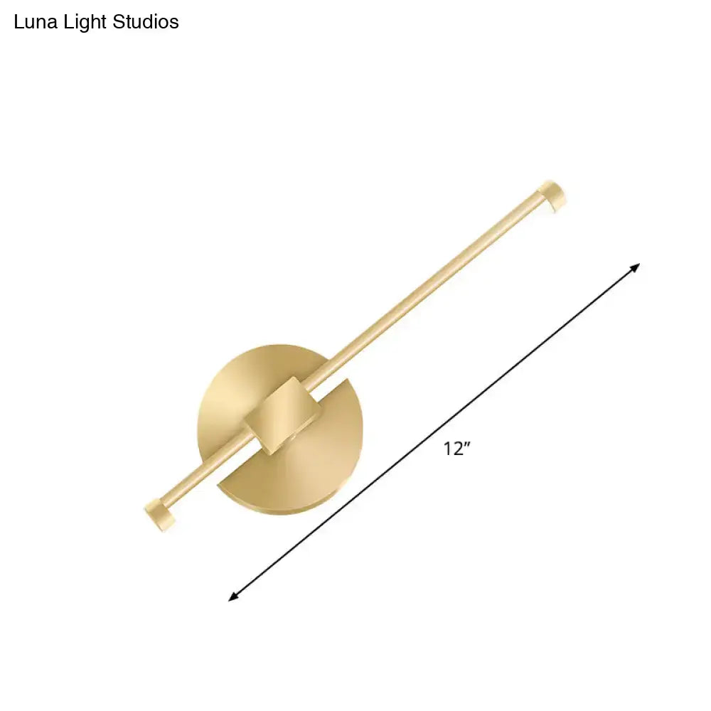 Gold Tube Wall Sconce by Decorbites, brass finish with round backplate, 12 in length on Tampa Home & Garden Store