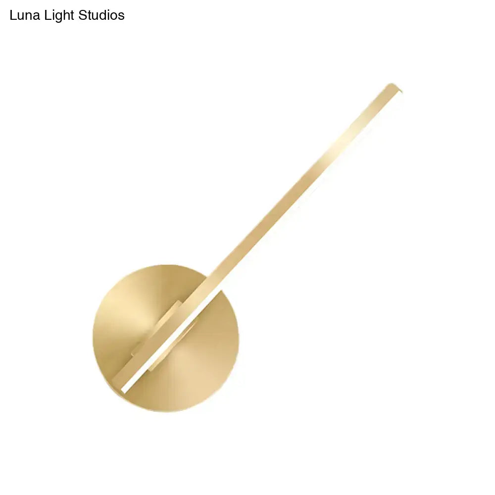 Gold Tube Wall Sconce with circular brass backplate and diagonal tube light by Decorbites on Tampa Home & Garden Store