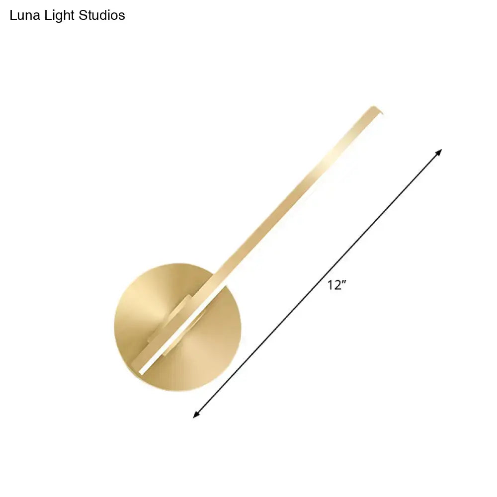Gold tube wall sconce with round backplate, 12" length, Decorbites on Tampa Home & Garden Store