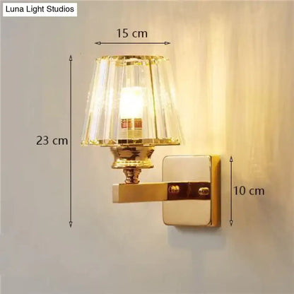Gold crystal wall lamp with glass shade and brass mount wall light on Tampa Home & Garden Store