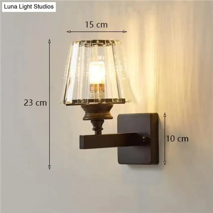 Gold crystal wall lamp, brass finish wall light with clear faceted shade by Decorbites on Tampa Home & Garden Store