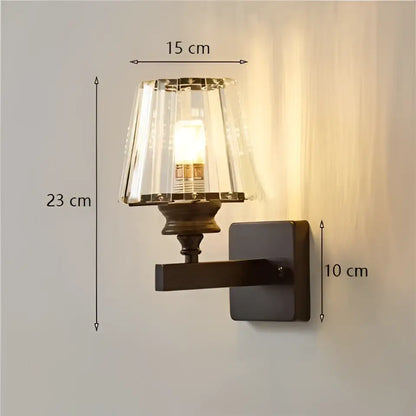Gold crystal wall lamp by Decorbites, brass wall light with clear crystal panels on Tampa Home & Garden Store