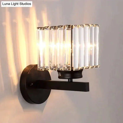 Gold Crystal Wall Lamp by Decorbites wall light with rectangular glass prisms and black mount on Tampa Home & Garden Store