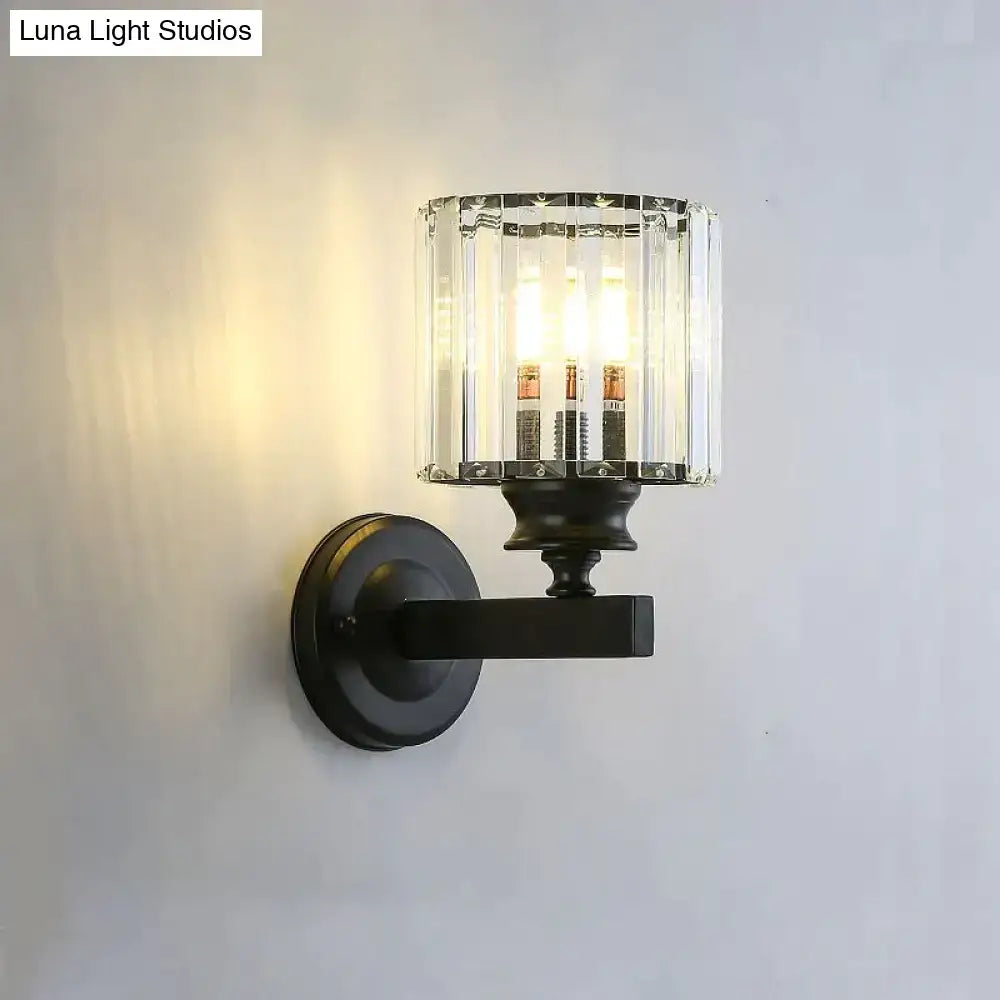 Gold Crystal Wall Lamp by Decorbites, black metal sconce with crystal shade on Tampa Home & Garden Store