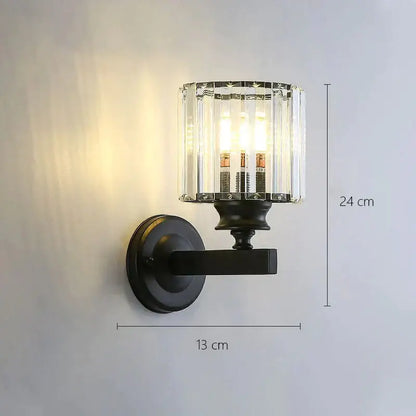 Gold Crystal Wall Lamp by Decorbites, black metal wall light with crystal shade, 24 cm tall on Tampa Home & Garden Store