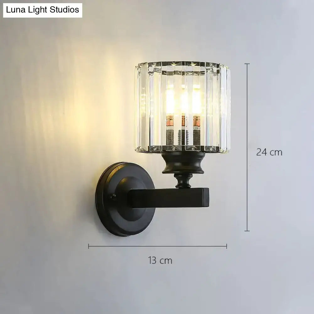 Gold Crystal Wall Lamp Decorbites wall light with black mount and clear faceted glass shade on Tampa Home & Garden Store