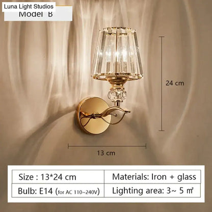 Gold crystal wall lamp by Decorbites iron and glass wall light on Tampa Home & Garden Store