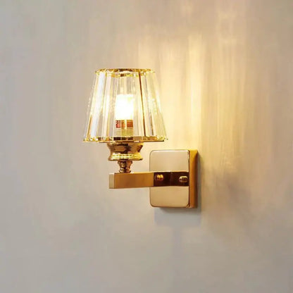 Gold crystal wall lamp by Decorbites with clear crystal shade on Tampa Home & Garden Store