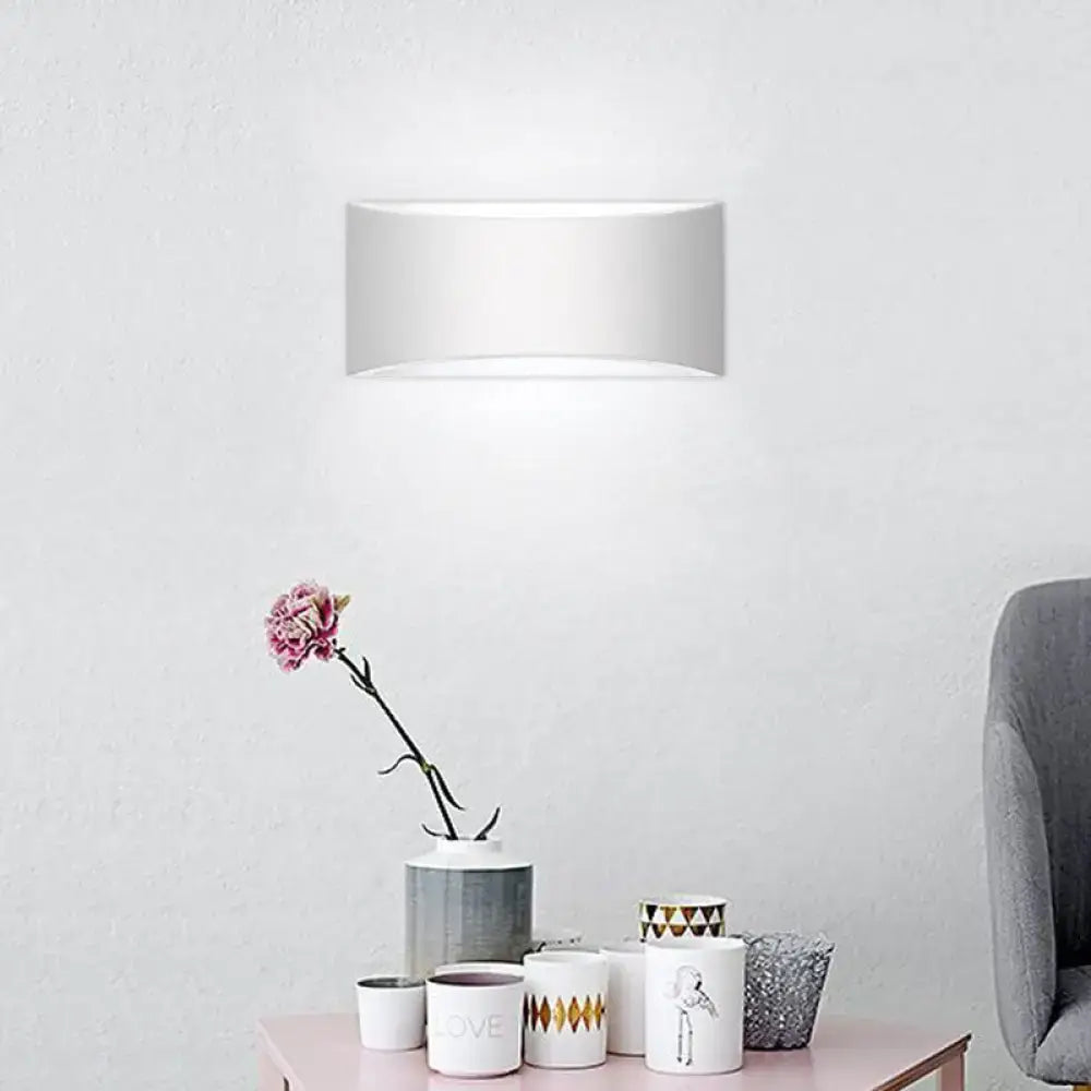 Decorbites gray curved wall sconce, white shade, wall-mounted lighting fixture on Tampa Home & Garden Store