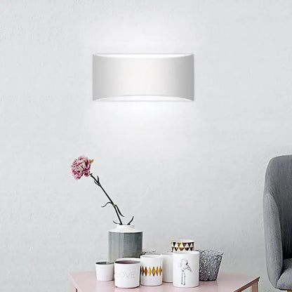 Decorbites gray curved wall sconce, white shade, wall-mounted lighting fixture on Tampa Home & Garden Store