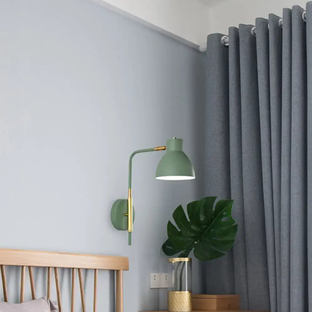 Gold Rod Wall Sconce with green shade and brass accents by Decorbites on Tampa Home & Garden Store