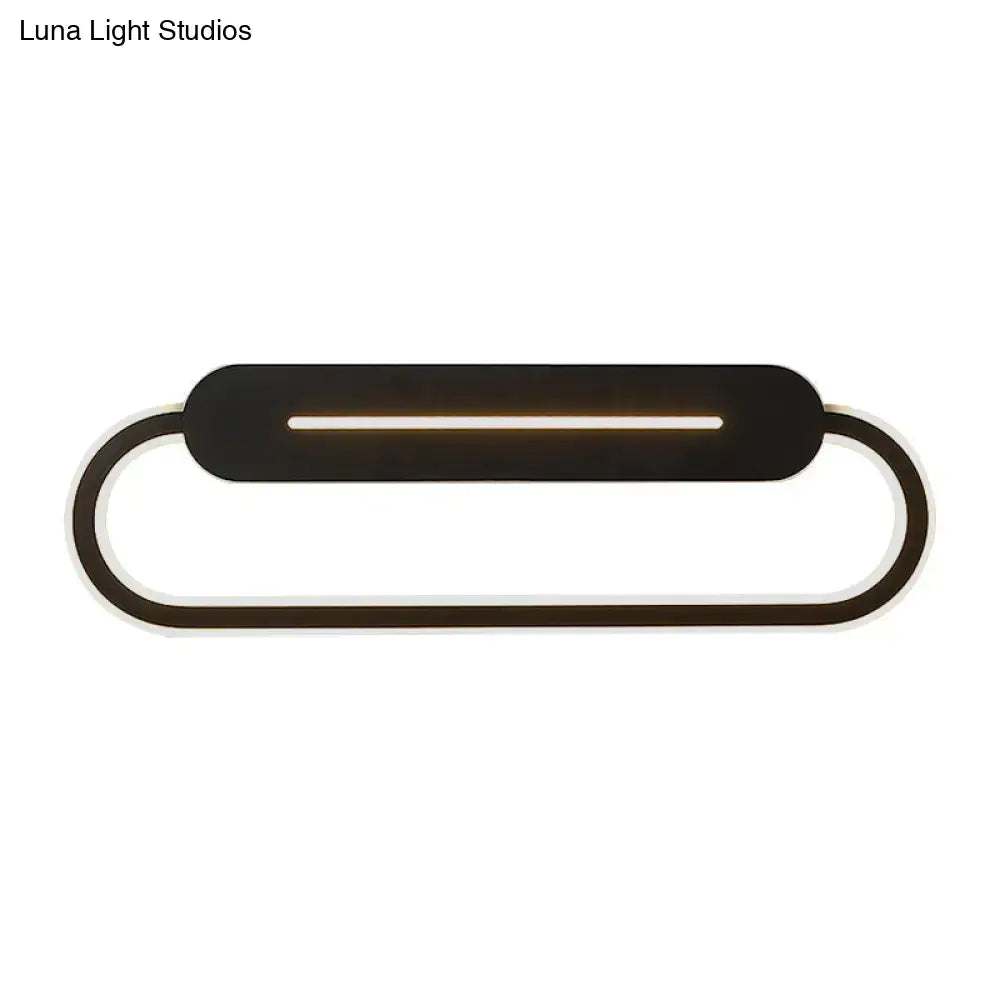 Gray oval LED wall sconce with curved loop design and slim inner light by Decorbites on Tampa Home & Garden Store
