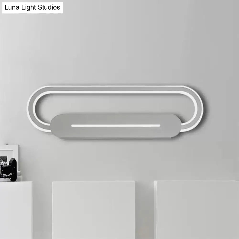 Modern minimalist gray oval LED wall sconce by Decorbites, bedroom light with double ring on Tampa Home & Garden Store