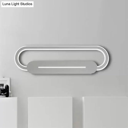 Modern minimalist gray oval LED wall sconce by Decorbites, bedroom light with double ring on Tampa Home & Garden Store
